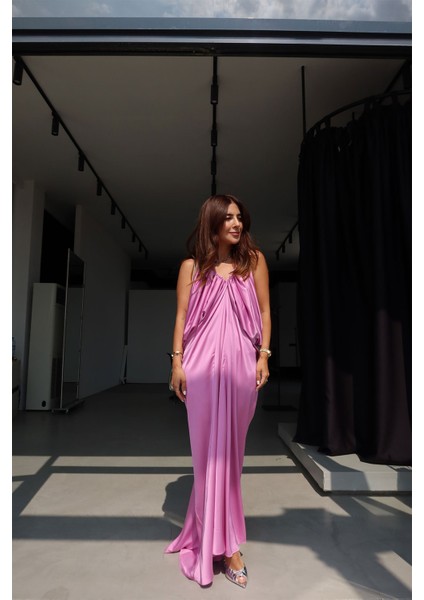 Ön Arka V Uzun Saten Elbise modelleri