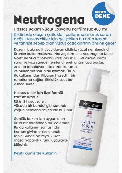 Hassas Bakım Vücut Losyonu Parfümsüz 400 Ml. fiyatları