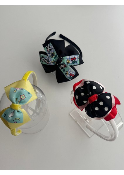 3’lü Fiyonklu Kız Çocuk Taç Seti – Renkli, Şık ve Rahat Saç Aksesuarı