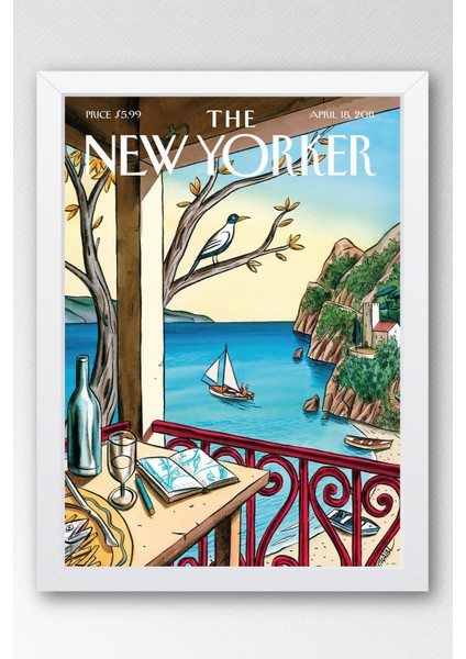 The New Yorker Çerçeveli Tablo April 18 2011 - Maria Kalman Tek Kişik Masa