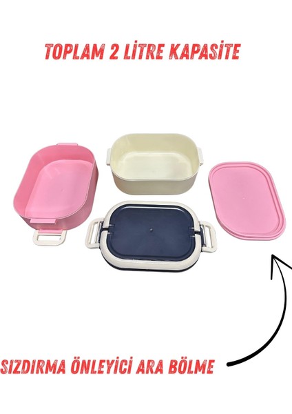 Lunch Box Pembe Beslenme Kutusu Yemek Saklama Taşıma Kabı