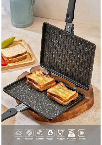 Döküm Granit Ocak Üstü El Tost Makinası
