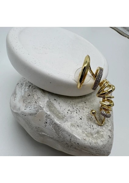 Zirkon Taş Detaylı Kıkırdak Saran Gold Küpe (Tek Kulak) - Gold fiyatları