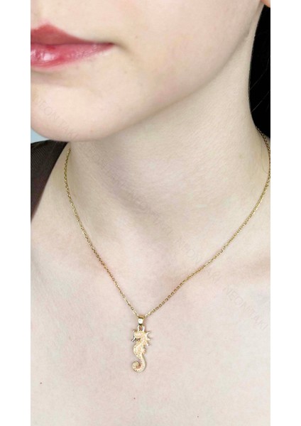 Deniz Atı Figürlü, Paslanmaz Çelik Kolye 412, Altın Rengi fiyatları