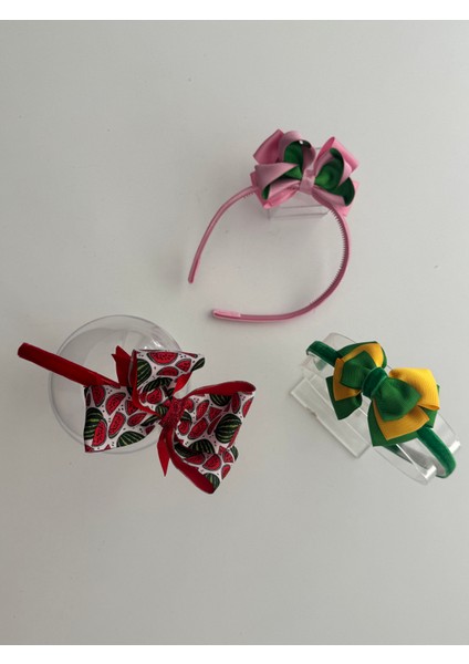 3’lü Fiyonklu Kız Çocuk Taç Seti – Renkli, Şık ve Rahat Saç Aksesuarı