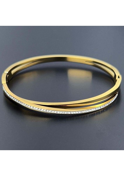 Zirkon Taşlı, Paslanmaz Çelik Bileklik 142, Altın Renk modelleri