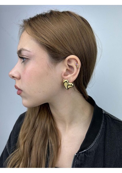 Balon Kalp Formlu, Paslanmaz Çelik Küpe 407, Altın Renk fiyatları