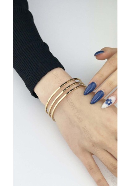 Ajda Bilezik, 3adet, Paslanmaz Çelik Charm Taşıyıcı Bileklik 163, Çap 60mm, Altın Renk