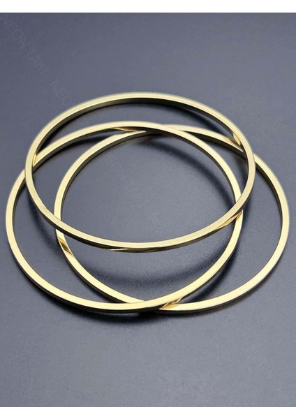 Ajda Bilezik, 3adet, Paslanmaz Çelik Charm Taşıyıcı Bileklik 163, Çap 60mm, Altın Renk modelleri