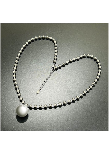 Kolye, Kararmayan Paslanmaz Çelik, Küre Detaylı, Top Zincirli, Gümüş Renk, Model234 modelleri