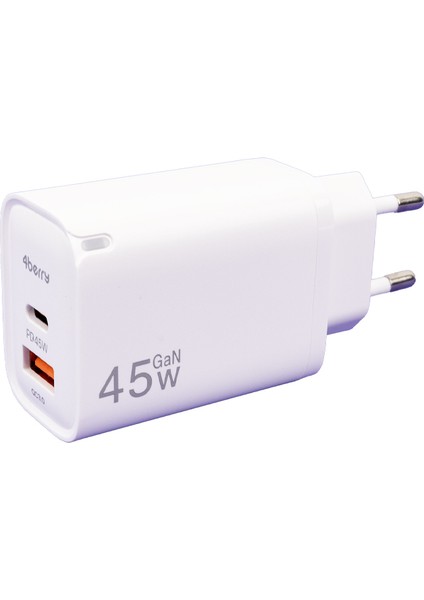 AD17 45W Yeşıl Süper Hızlı Şarj Adaptörü – Çift Port USB-A & USB-C, PD + QC3.0 Destekli
