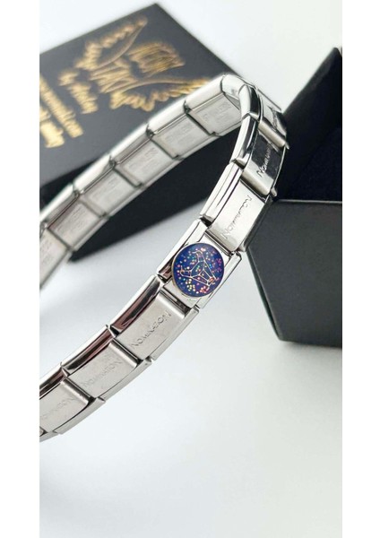 Koç Burcu, İtalyan Nom Bileklik için Çelik Charm 20, Kasa Gümüş Renk (BİLEKLİK DAHİL DEĞİLDİR!!)