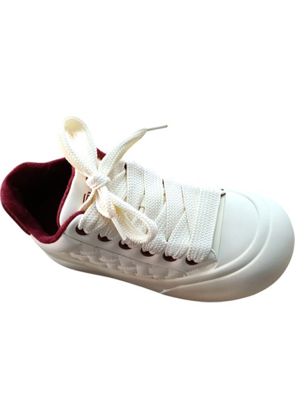 26K426-1 Kadın Kalın Taban Sneaker Ayakkabı Bej - Bordo fırsatları