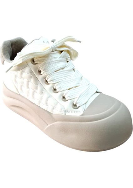 26K426-1 Kadın Kalın Taban Sneaker Ayakkabı Bej