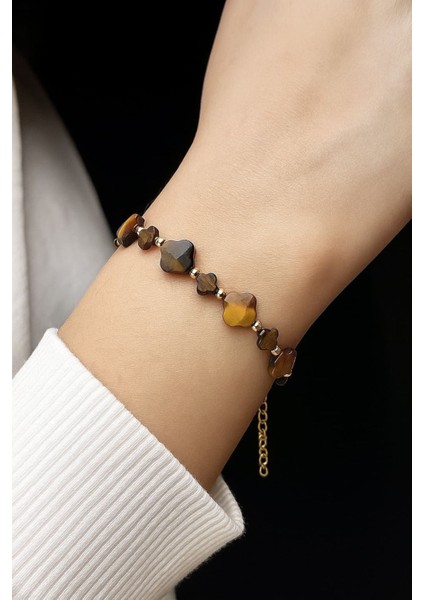 Kaplan Gözü Doğal Taş Bileklik Aslan & Koç Burcu Için Liderlik Özgüven ve Odaklanma Taşı