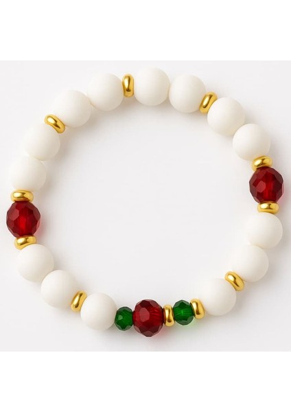 Sıkma Doğal Taş Küre Kesim Bileklik 15 cm Ayarlanabilir Lastikli Misina Ipli Şık Hediye Seçeneği