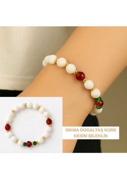 Sıkma Doğal Taş Küre Kesim Bileklik 15 cm Ayarlanabilir Lastikli Misina Ipli Şık Hediye Seçeneği modelleri