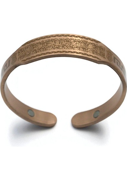Nazar Kötü Enerjiye Karşı Dualı Mıknatıslı Bakır Bileklik Ayetel Kürsi ve Nalı Şerif Yazılı