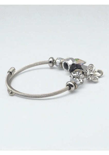 Şık Siyah Beyaz Kristalli Uyumlu Charm Bileklik fiyatları