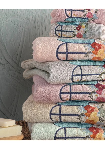 Alaçatı - %70 Bambu / %30 Pamuk Nakışlı El Havlusu - 6'lı Set 50X90