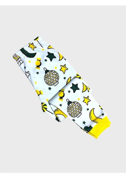 Erkek Çocuk %100 Pamuklu Beyaz Ramazan Temalı Şeker Ay Yıldız Desenli Uzun Kollu Pijama Takımı indirimleri