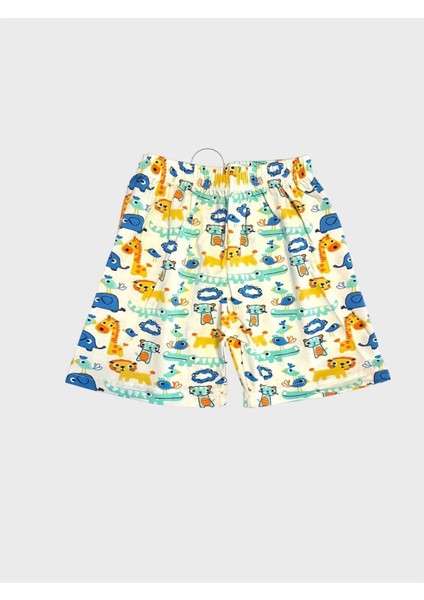 Erkek Çocuk %100 Pamuklu Beyaz Safari Desenli Kısa Kollu Şortlu Yazlık Pijama Takımı modelleri