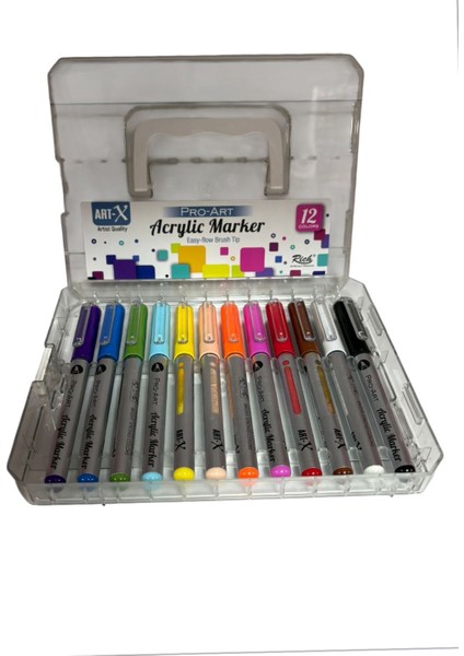 Art-X Pro Fırça Uçlu Akrilik Marker 12'li Kristal Kutu Set (KLM-FRÇ-19715) fiyatları