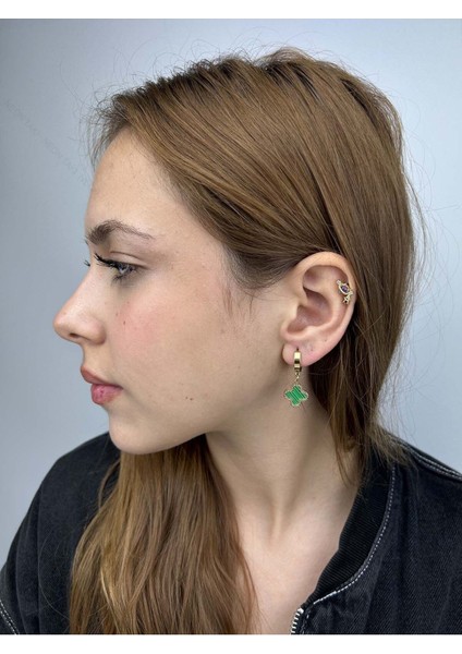 Van, Sallantılı, Paslanmaz Çelik Küpe 223, Kasa Altın, Figür Yeşil Renk fiyatları