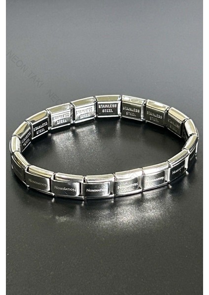 Paslanmaz Çelik Charm Taşıyıcı Italyan Nom Bileklik 83, Gümüş Renk fırsatları