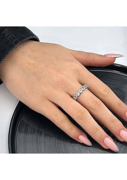 Zirkon Taşlı Yüzük 91, Gümüş Renk, Ayarlanabilir