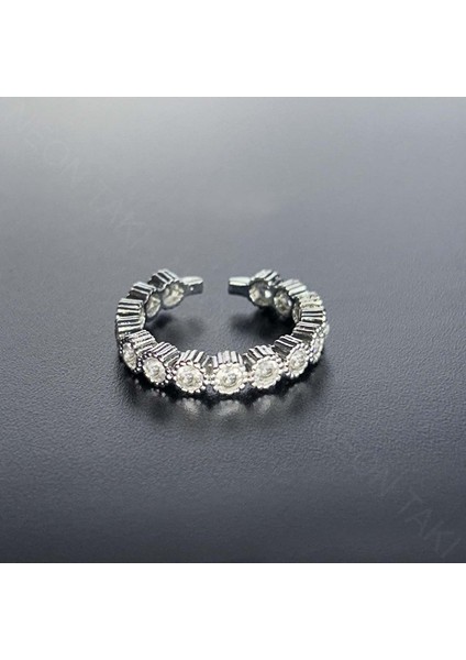 Zirkon Taşlı Yüzük 91, Gümüş Renk, Ayarlanabilir modelleri