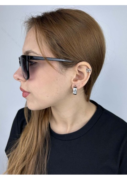 Küpe, Zirkon Taşlı, Kararmayan Paslanmaz Çelik, Sedef Detaylı, Gümüş Renk, Model543 fiyatları