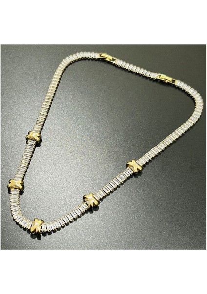 Xo Figürlü, Zirkon Taşlı, Su Yolu, Paslanmaz Çelik Kolye 223, Altın Renk modelleri