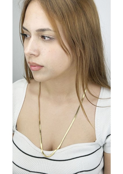 Italyan Zinciri, Paslanmaz Çelik Kolye 23, Altın Renk, Uzun 66cm