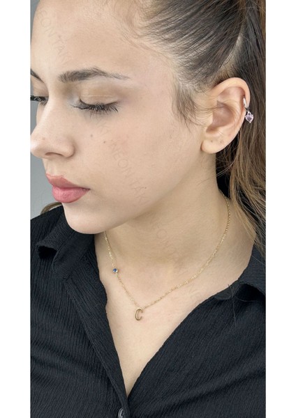 Harf Kolye, Kararmayan Paslanmaz Çelik, C Harf, Nazar Detaylı, Altın Renk, Model272 fiyatları