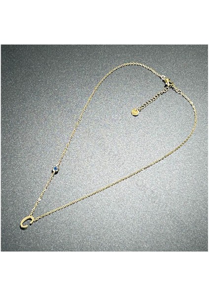 Harf Kolye, Kararmayan Paslanmaz Çelik, C Harf, Nazar Detaylı, Altın Renk, Model272 fırsatları