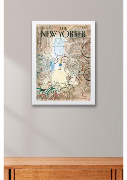 The New Yorker Çerçeveli Tablo August 1 1983 - Saul Steinberg Bisikletçi Dükkanı fiyatları