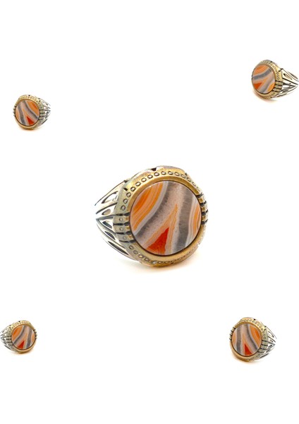 Osmanlı Stil 925 Ayar Gümüş Erkek Yüzük, Akik Taşlı El Yapımı, Parmağa Göre Ayarlanır 14.87 gr fiyatları