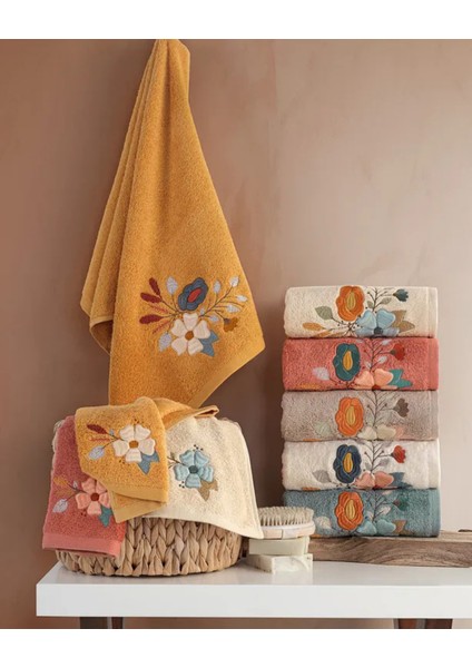 Eval - %70 Bambu / %30 Pamuk Nakışlı El Havlusu - 6'lı Set 50X90