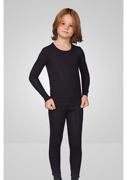 Erkek Çocuk Siyah Termal Uzun Kollu Takım