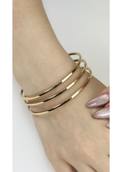 Ajda Bileklik, 3adet, Paslanmaz Çelik Charm Taşıyıcı Bileklik 164, Çap 65mm, Altın Renk