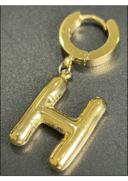 H Harfi, Balon Formlu, Paslanmaz Çelik Küpe 309, Altın Renk fırsatları