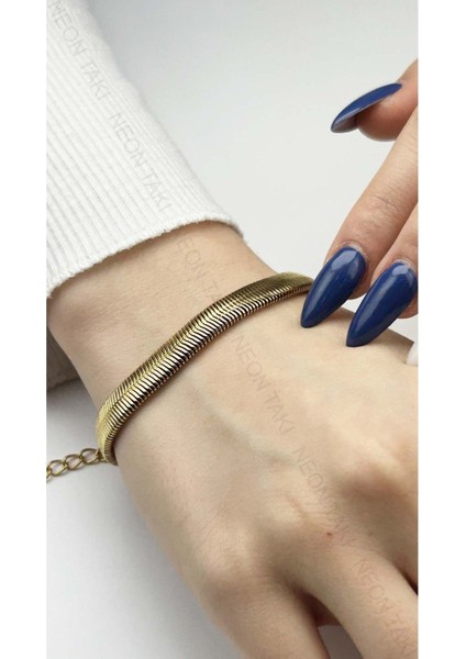 Bileklik, Kararmayan Paslanmaz Çelik, Kalın model, Altın Renk, Model134