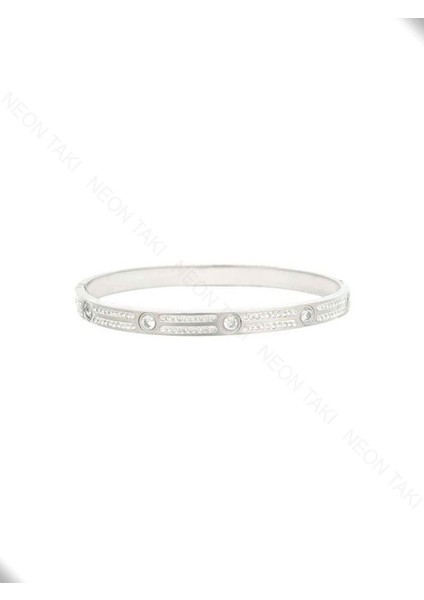 Zirkon Taşlı, Paslanmaz Çelik Kelepçe Bileklik 85, Gümüş Renk modelleri