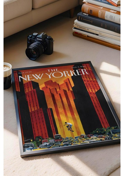 The New Yorker Çerçeveli Tablo August 3 2015 - Mark Ulriksen Yaz Sıcağında Kaykaycı Tablosu fiyatları