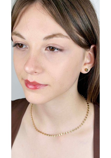 Paslanmaz Çelik Pul Kolye 415, Altın Rengi modelleri