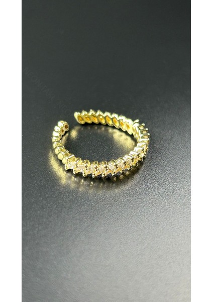 Zirkon Taş, Altın Kaplama Çelik Yüzük 171, Altın Renk, Ayarlanabilir fiyatları