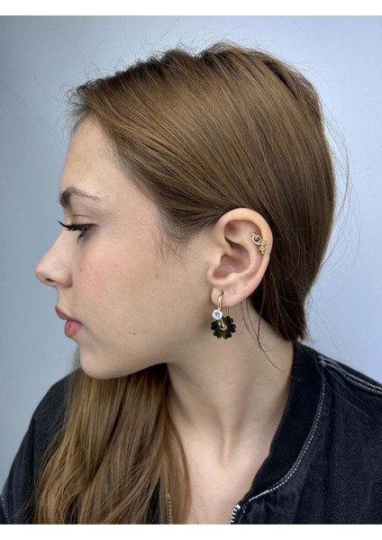 Küpe, Zirkon Taşlı, Kararmayan Paslanmaz Çelik, Çiçek Detaylı, Altın Renk, Model77 fiyatları