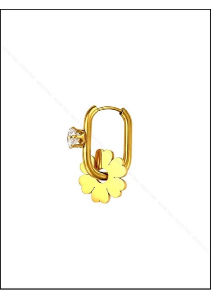 Küpe, Zirkon Taşlı, Kararmayan Paslanmaz Çelik, Çiçek Detaylı, Altın Renk, Model77 modelleri