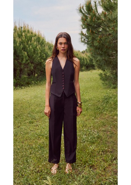 Frida - Pens Detaylı Yüksel Bel Pantolon fiyatları